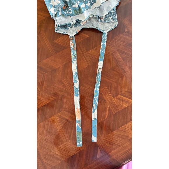 Forever That Girl Floral Smocked Halter Sundress Blue Orange Size S - Picture 11 of 16